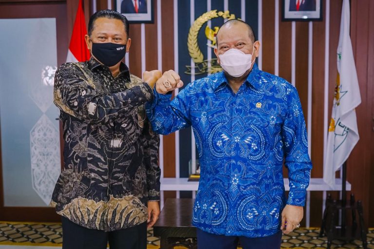 Pimpinan DPD dan DPR RI, Bambang Soesatyo dan La Nyalla